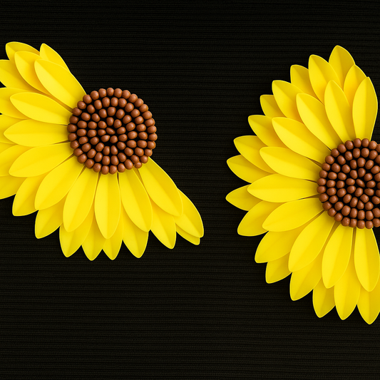 Half sunflower earrings