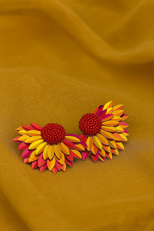 Half sunflower earrings